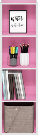 Furinno Luder Bookcase / Book / Storage, 4-Tier Cube, Pink/White by TinyTreasures Baby Boutique
