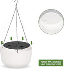 Dexceder 8.75 Inch Self Watering Hanging Planters Indoor Outdoor, Thickened Hanging Basket Flower Plant Pot (2 Pack, White) by CozyNest Decor
