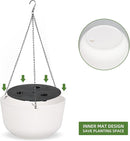 Dexceder 9.8 Inch Self Watering Hanging Planters Indoor Outdoor, Thickened Hanging Basket Flower Plant Pot (2 Pack, White) by CozyNest Decor