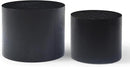 Nesting Coffee Table Set of 2, Modern Round Coffee Table with Non-Slip Feet, Wooden Circle Accent Tables for Small Spaces Living Room Bedroom Balcony Office Drum Side Table (Black) by CozyNest Decor