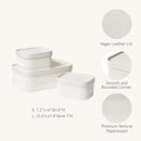 LA JOLIE MUSE Fluted Cardboard Storage Baskets with Leather-Like Lids, Paper Boxes Decorative Tray, Modern Basket Organizer Bins for Organizing,Eggshell White by TinyTreasures Baby Boutique