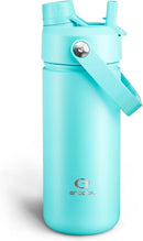 Insulated Water Bottle with Straw Stainless Steel Water Bottle, Leak-Proof, BPA-Free, Double Wall Vacuum Keeps Cold for 24 Hours for Sports, Travel, School (18 oz, Aquamarine Blue) by CozyNest Decor