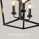 Farmhouse Chandelier 4-Light, Black Pendant Light Fixture for Kitchen Island Dining Room, Lantern Industrial Lighting Ceiling Hanging with Metal Cage Adjustable Height for Entryway Foyer by CozyNest Decor