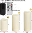 Set of 72 Flameless Led Battery Opeated (D2.2'' x H4''5''6'') Waterproof Outdoor Indoor Candles with 10-Key Remotes and Cycling 24 Hours Timer by CozyNest Decor