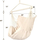 Highwild Hanging Rope Hammock Chair Swing Seat for Any Indoor or Outdoor Spaces - 500 lbs Weight Capacity (Beige) by GreenHaven Gardens
