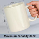 30oz Super Large Ceramic Coffee Mugs Large Handles Set of 2 (Cream) by CozyNest Decor