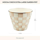 MACKENZIE-CHILDS Enamel Garden Pot, Decorative Pot for Plants, Outdoor Flowerpot Decor, Extra Large, Brown-and-White Mocha Check by GreenHaven Gardens