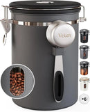 Veken Coffee Canister with Window,Airtight Stainless Steel Kitchen Food Storage Container, Date Tracker & Scoop for Grounds Coffee, Beans, Tea, Flour, Cereal,Sugar,22OZ,Grey by CozyNest Decor