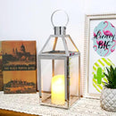 JHY Design Silver Decorative Lanterns 16inch High Stainless Steel Candle Lanterns with Tempered Glass for Indoor Outdoor Events Parities and Weddings by CozyNest Decor