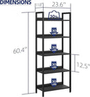 NUMENN Bookshelf, 5 Tier Bookshelves, Home Office Bookcase Shelf Storage Organizer, Free Standing Storage Shelving Unit for Bedroom, Living Room and Home Office, Carbon Fibre by CozyNest Decor