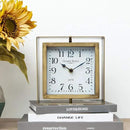 NIKKY HOME Rotating Table Clock, Non-Ticking Silent Battery Operated Decorative Mantel Desk Shelf Metal Clock for Home, Office, Living Room, Bed Room - Gold by CozyNest Decor