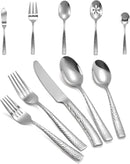 Silverware 45-Piece Silver Hammered Flatware Set with Serving Utensils Stainless Steel Thick Handle Mirror Polished Cutlery Set for Wedding Hotel Restaurant, Service for 8 by CozyNest Decor