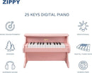 ZIPPY Kids Piano Keyboard, 25 Keys Digital Piano for Kids, Mini Music Educational Instrument Toy, Wood Toy for Toddlers Girls Boys (Pink) by TinyTreasures Baby Boutique