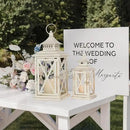 NEEDOMO Lanterns Decorative Outdoor&Indoor, Set of 4 (14"&10") Beige Metal Lantern Decor with Glass, Candle Holder for Porch, Patio, Garden, Balcony, Wedding, Table Centerpiece by CozyNest Decor