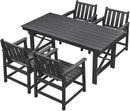 HDPE Patio Dining Set, 5-Piece Outdoor Table and Chairs with Umbrella Hole, Modern Outdoor Dining Set for 4, HDPE Outdoor Patio Furniture Dining Sets for Deck, Poolside, Porch, Obsidian by CozyNest Decor