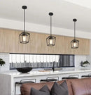 1 Pack Black Pendant Light Fixture Farmhouse Iron Cage Metal Pendant Light Lantern Hanging Light Fixtures with Clear Glass Shade for Kitchen Island, Dining Room, Hallway,Entryway1 by CozyNest Decor
