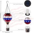 DREAMSOUL Flag Hot Air Balloon Solar Lantern, Glass Solar Lantern with Flickering Flame, Hanging Waterproof Solar Lanterns Outdoor Flag Day for Patio Decor, Fourth of July Decorations Christmas Gifts by GreenHaven Gardens