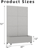 Casaphoria Metal Raised Garden Bed with Trellis and Wheels, 72"x47"x16" Planter Box for Climbing Plants, Vegetables & Vines, Features Drainage Holes and Privacy Screen (Grey-Louvered) by GreenHaven Gardens