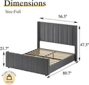 HOMBCK Full Bed Frame with Headboard, Upholstered Platform Bed Full Size with Velvet Headboard & Footboard/Vertical Channel Tufted/Wooden Slats/Noise Free/No Box Spring Needed/Easy Assembly, Grey by CozyNest Decor
