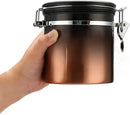 malmo Coffee Canister, Airtight Coffee Container with Date Tracker Lid, Stainless Steel Canister for Kitchen Food Storage (Black-Copper, 12oz) by CozyNest Decor