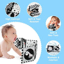 Cawgug Black and White High Contrast Baby Toys for Newborn Brain Development Tummy Time Soft Book Babies 0-3 6-12 Months Montessori Learning Activities Infant and Sensory Visual Stimulation Toys by TinyTreasures Baby Boutique