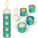Accmor Formula Dispenser On The Go, 4 Layers Stackable Formula Container to Go, Non-Spill Portable Milk Powder Baby & Kids Snack Container, Green Pink by TinyTreasures Baby Boutique