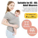 Acrabros Baby Wrap Carrier,Hands Free Baby Carrier Sling,Lightweight,Breathable,Softness,Perfect for Newborn Infants and Babies Shower Gift,Grey by TinyTreasures Baby Boutique