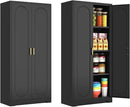 60" Tall Kitchen Pantry Cabinet, Metal Pantry Cabinet with Doors and Adjustable Shelves, Black Utility Storage Cabinet with Handles for Dining Room, Bathroom, Laundry Room - Assemble Required by CozyNest Decor