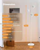 White Floor Lamp, 36W Modern Dimmable Standing Lamp 2700-6500K, 3 Rotatable LED Lights Reading Tall Lamp, Touch & Remote Control Floor Lamps for Living Room Bedroom Office by CozyNest Decor