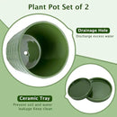 EFISPSS 5+6 Inch Plant Pot, Ceramic Pots for Plants with Drainage, Flower Pots Indoor Pots for Plants, Modern Flower Pots for Home and Office Windowsill Decoration Gift Set of 2 - Patina by GreenHaven Gardens