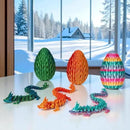 3PCS 3D Printed 12” Articulated Crystal Dragon Inside 5.1” Egg – Fantasy Collectible, Fidget Toy & Stocking Easter Basket Stuffers for Home & Office Decor (3pcs - Rainbow) by CozyNest Decor