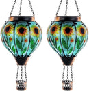 Starsoul 2 PC Sunflowers Hot Air Balloon Solar Lantern with Flame Glass Hanging Outdoor Hot Air Balloon Solar Light Waterproof Garden Patio Yard Party Decorations by GreenHaven Gardens