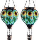 Starsoul 2 PC Sunflowers Hot Air Balloon Solar Lantern with Flame Glass Hanging Outdoor Hot Air Balloon Solar Light Waterproof Garden Patio Yard Party Decorations by GreenHaven Gardens