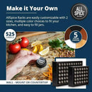 AllSpice Spice Rack Organizer, Wood, 525 Unique Labels, Countertop or Wall Mount, Includes 30 4oz Jars- Matte Black by CozyNest Decor