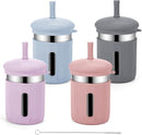 Stainless Steel Kids Cups, 12.51 oz Toddler Tumbler with Straws and Lids, Spill-Proof Baby Smoothie Cups with Silicone Sleeve, Versatile 2-in-1 Drinking Snack Cups for Kids, 4 Colors A by TinyTreasures Baby Boutique