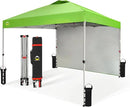 CROWN SHADES 10x10 Pop Up Canopy with 1 Side Wall - Beach Tent with One Push Setup - Outdoor Sun Shade for Events, Parties, Camping - Gazebo with STO-N-Go Cover Bag (Green) by GreenHaven Gardens