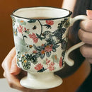 360ml -12.17oz Painted Floral & Bird Ceramic Mug - Cute Coffee Cup for Latte, Espresso - Gift for Women, Dishwasher Safe by CozyNest Decor