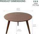100% Solid Oak Wood Mini Coffee Table, Round Side Table w/Solid Wood Legs, Walnut Mid Century Coffee Table w/Sturdy Frame for Bedroom Balcony Living Room (29.53" D x 17.72" H) by CozyNest Decor