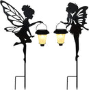 Solar Fairy Garden Stake Decorative Lantern, 2 Pack Metal Fairy Angel Garden Silhouette Lights for Lawn, Pathway, Patio, Yard Outdoor Decor by GreenHaven Gardens