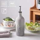 Sweejar Ceramic Olive Oil Dispenser Bottle, 20 Oz Relief Opaque Oil Cruet Protects Oil To Reduce Oxidation, Storage Vinegar, Soy Sauce, Coffee Syrup, Liquids, Set of 1 (Gradient Fog Gray) by CozyNest Decor