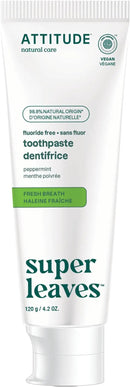 ATTITUDE Fluoride-Free Fresh Breath Toothpaste, Peppermint Flavor, Vegan & Cruelty-Free, Sugar-Free, Plant & Mineral-Based Ingredients, Clean Oral Care, 4.2 Oz by CozyNest Decor
