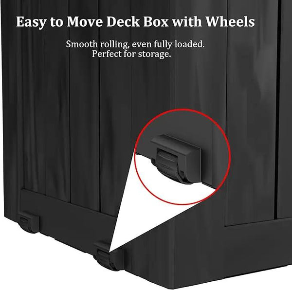 80 Gallon Outdoor Storage Box with Wheels, Waterproof Lockable Resin Deck Box Patio Storage Bin for Pool Accessories Cushion Furniture, Garden Tools, UV-Resistant Outside Delivery Black, photo 2 of 7