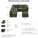 mopio Oversized Modular Sectional Sofa with Fully Removable Covers and Storage, Convertible U, L-Shaped and Sleeper Sectional, Modern Couches with Ottoman Chaise (Olive Green Velvet, 6 Seats, L) by CozyNest Decor