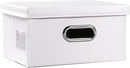 PRANDOM Collapsible Storage Box with Lid [1-Pack] Leather Fabric Foldable Storage Bin Organizer Container Basket Cube with Cover for Home Bedroom Closet Office Nursery White (13.6x9.6x6.9) by TinyTreasures Baby Boutique