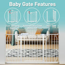 WAOWAO Baby Gate 76.38-81.07" Extra Wide Pressure Mounted Walk Through Swing Auto Close Safety White Metal Toddler Kids Child Dog Pet Puppy for Stairs,Doorways,Kitchen by TinyTreasures Baby Boutique
