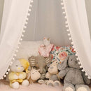 Bed Canopy with Pom Pom Cotton Canopy for Kids Crib Baby Girl Netting Cover Canopy Crib Curtain Reading Nook Hanging Tent Nursery Play Game Castle Room Decoration (White) by TinyTreasures Baby Boutique