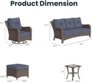 9 Pieces Outdoor Patio Furniture Sets with Rocking Swivel Chairs with 6-inch Thick Cushion and Side Table for Deck Lawn by GreenHaven Gardens