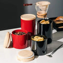 Sweejar Kitchen Canisters Ceramic Food Storage Jar, Stackable Containers with Airtight Seal Wooden Lid for Serving Ground Coffee, Tea, Sugar, Salt and More - 28 Fl Oz (Red) by CozyNest Decor