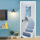 3D Door Stickers - Stairs - Door Wallpaper - Self-Adhesive - Removable - PVC - Waterproof - Matt Finish - Modern - White - 31.5" x 78.7" by GreenHaven Gardens