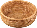 Hadewoven Round Rattan Fruit Basket Wicker Food Tray Weaving Storage Holder Dinning Room Bowl, 9 Inch Woven Bread Basket Key Bowls with 3.5”Wall for Table, Countertop (Medium 8.66") by CozyNest Decor